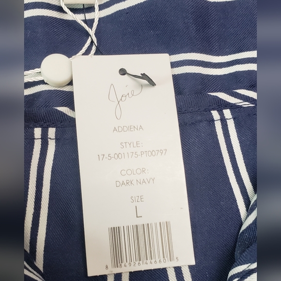 COPY - NWT Joie Addiena Silk Stripe Cropped Pants in Dark Navy Coastal Nautical - Picture 12 of 15